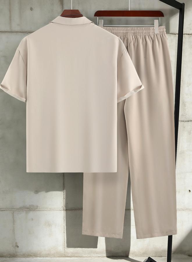 Take Two Men Short Sleeve Shirt and Pocket Detail Pants Co-Ords - Image 2